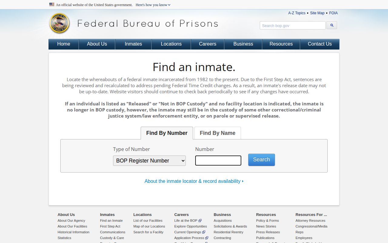 Federal Bureau of Prisons inmate release lookup for Clinton County